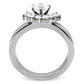 MATK105 - High polished (no plating) Stainless Steel Ring with AAA Grade CZ  in Clear
