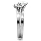 MATK105 - High polished (no plating) Stainless Steel Ring with AAA Grade CZ  in Clear