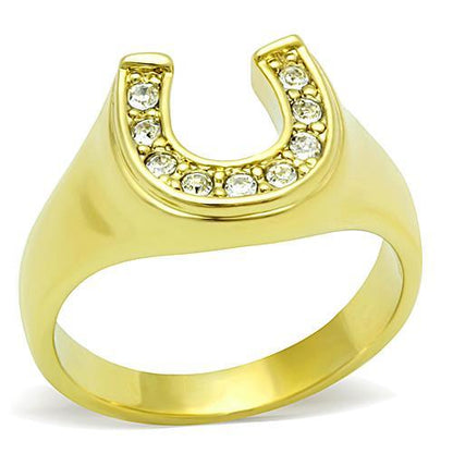 MATK10616G - IP Gold(Ion Plating) Stainless Steel Ring with Top Grade Crystal  in Clear