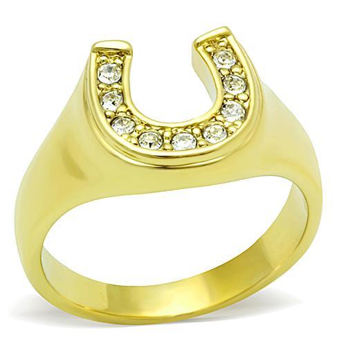 MATK10616G - IP Gold(Ion Plating) Stainless Steel Ring with Top Grade Crystal  in Clear