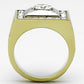 MATK1061 - Two-Tone IP Gold (Ion Plating) Stainless Steel Ring with AAA Grade CZ  in Clear