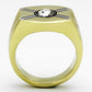 MATK1064 - Two-Tone IP Gold (Ion Plating) Stainless Steel Ring with Top Grade Crystal  in Clear