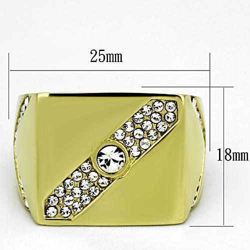 MATK1066 - IP Gold(Ion Plating) Stainless Steel Ring with Top Grade Crystal  in Clear
