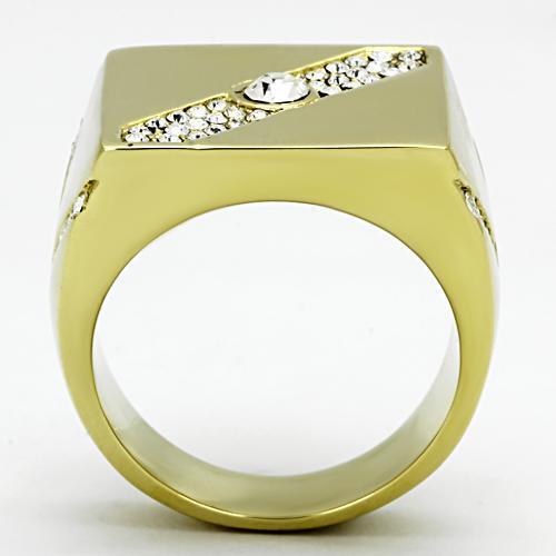 MATK1066 - IP Gold(Ion Plating) Stainless Steel Ring with Top Grade Crystal  in Clear