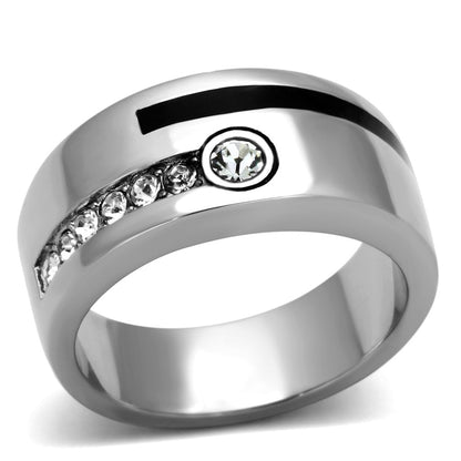 MATK1067 - High polished (no plating) Stainless Steel Ring with Top Grade Crystal  in Clear