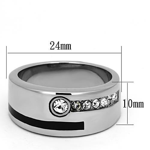 MATK1067 - High polished (no plating) Stainless Steel Ring with Top Grade Crystal  in Clear