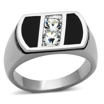 MATK1068 - High polished (no plating) Stainless Steel Ring with Top Grade Crystal  in Clear