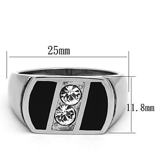 MATK1068 - High polished (no plating) Stainless Steel Ring with Top Grade Crystal  in Clear