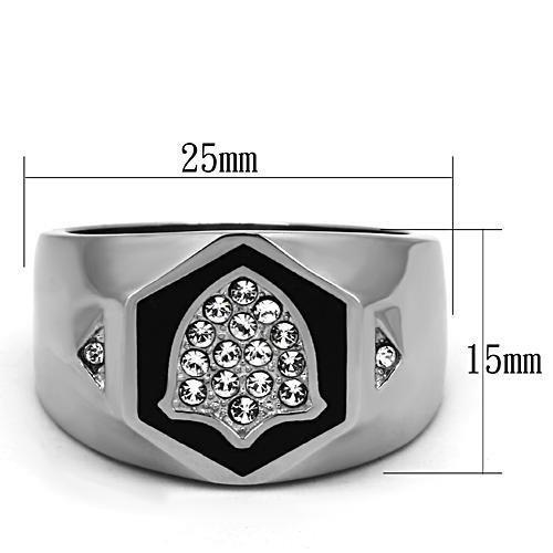 MATK1069 - High polished (no plating) Stainless Steel Ring with Top Grade Crystal  in Clear