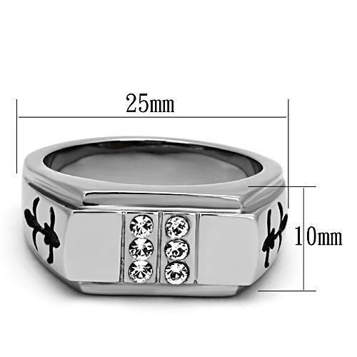 MATK1071 - High polished (no plating) Stainless Steel Ring with Top Grade Crystal  in Clear
