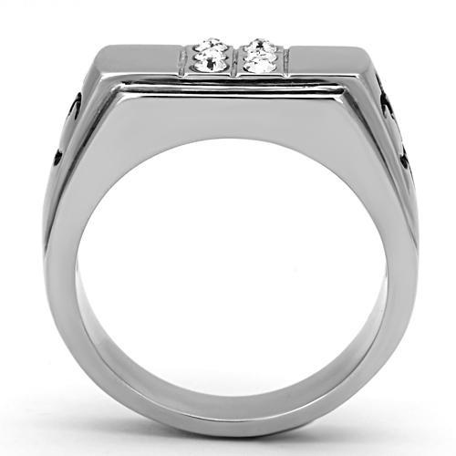 MATK1071 - High polished (no plating) Stainless Steel Ring with Top Grade Crystal  in Clear