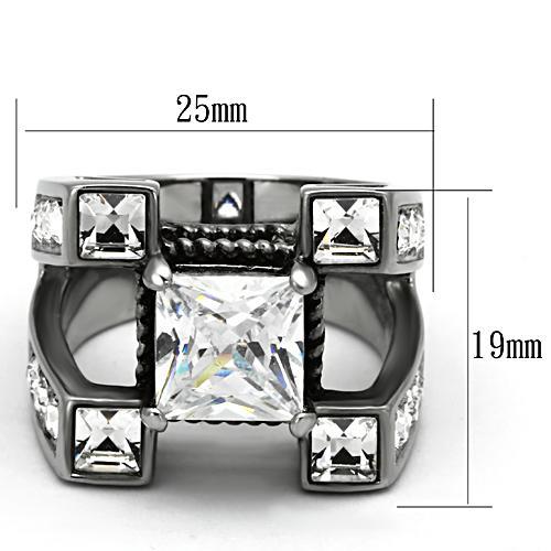 MATK1072 - High polished (no plating) Stainless Steel Ring with AAA Grade CZ  in Clear