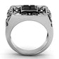 MATK1074 - High polished (no plating) Stainless Steel Ring with Synthetic Synthetic Glass in Jet