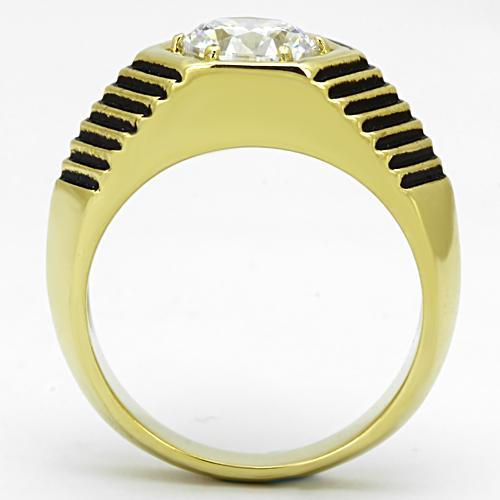 MATK1076 - IP Gold(Ion Plating) Stainless Steel Ring with AAA Grade CZ  in Clear