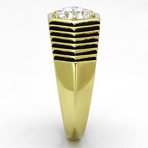 MATK1076 - IP Gold(Ion Plating) Stainless Steel Ring with AAA Grade CZ  in Clear