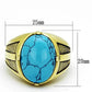 MATK1077 - IP Gold(Ion Plating) Stainless Steel Ring with Synthetic Turquoise in Sea Blue
