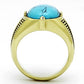 MATK1077 - IP Gold(Ion Plating) Stainless Steel Ring with Synthetic Turquoise in Sea Blue