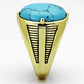 MATK1077 - IP Gold(Ion Plating) Stainless Steel Ring with Synthetic Turquoise in Sea Blue