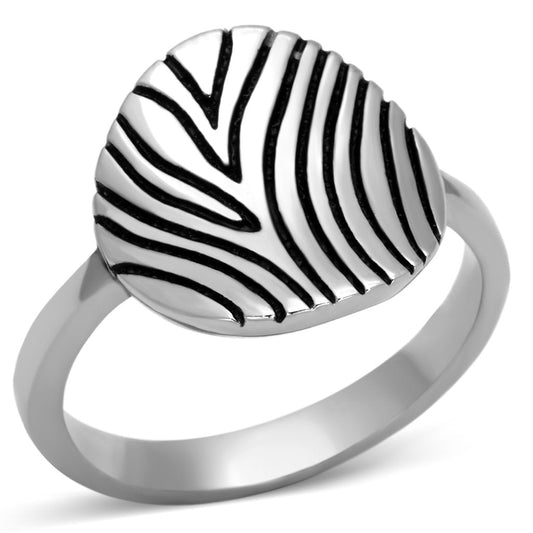 MATK1078 - High polished (no plating) Stainless Steel Ring with Epoxy  in Jet
