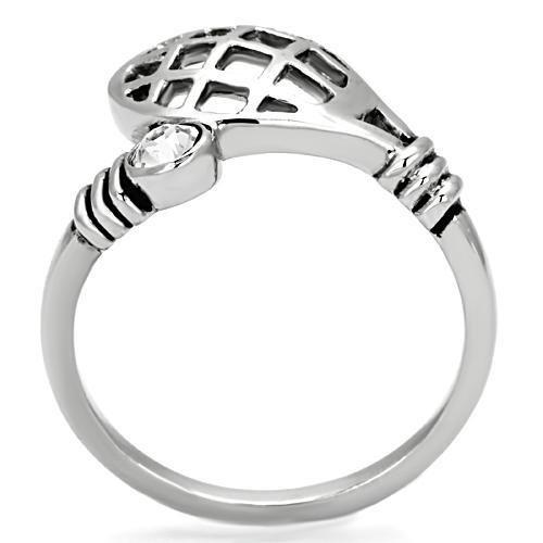 MATK1083 - High polished (no plating) Stainless Steel Ring with Top Grade Crystal  in Clear