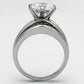 MATK1084 - High polished (no plating) Stainless Steel Ring with AAA Grade CZ  in Clear
