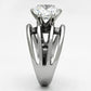 MATK1084 - High polished (no plating) Stainless Steel Ring with AAA Grade CZ  in Clear