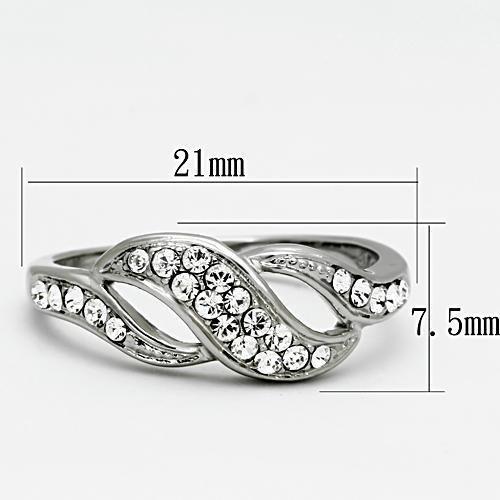 MATK1085 - High polished (no plating) Stainless Steel Ring with Top Grade Crystal  in Clear