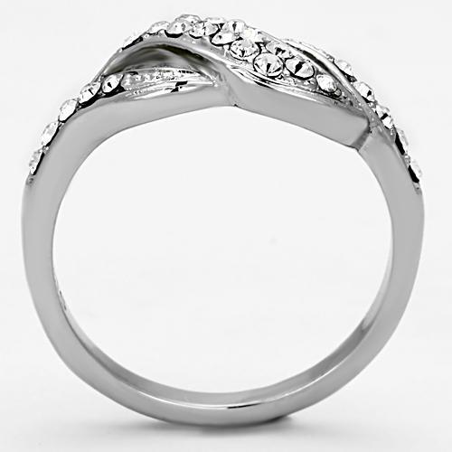 MATK1085 - High polished (no plating) Stainless Steel Ring with Top Grade Crystal  in Clear