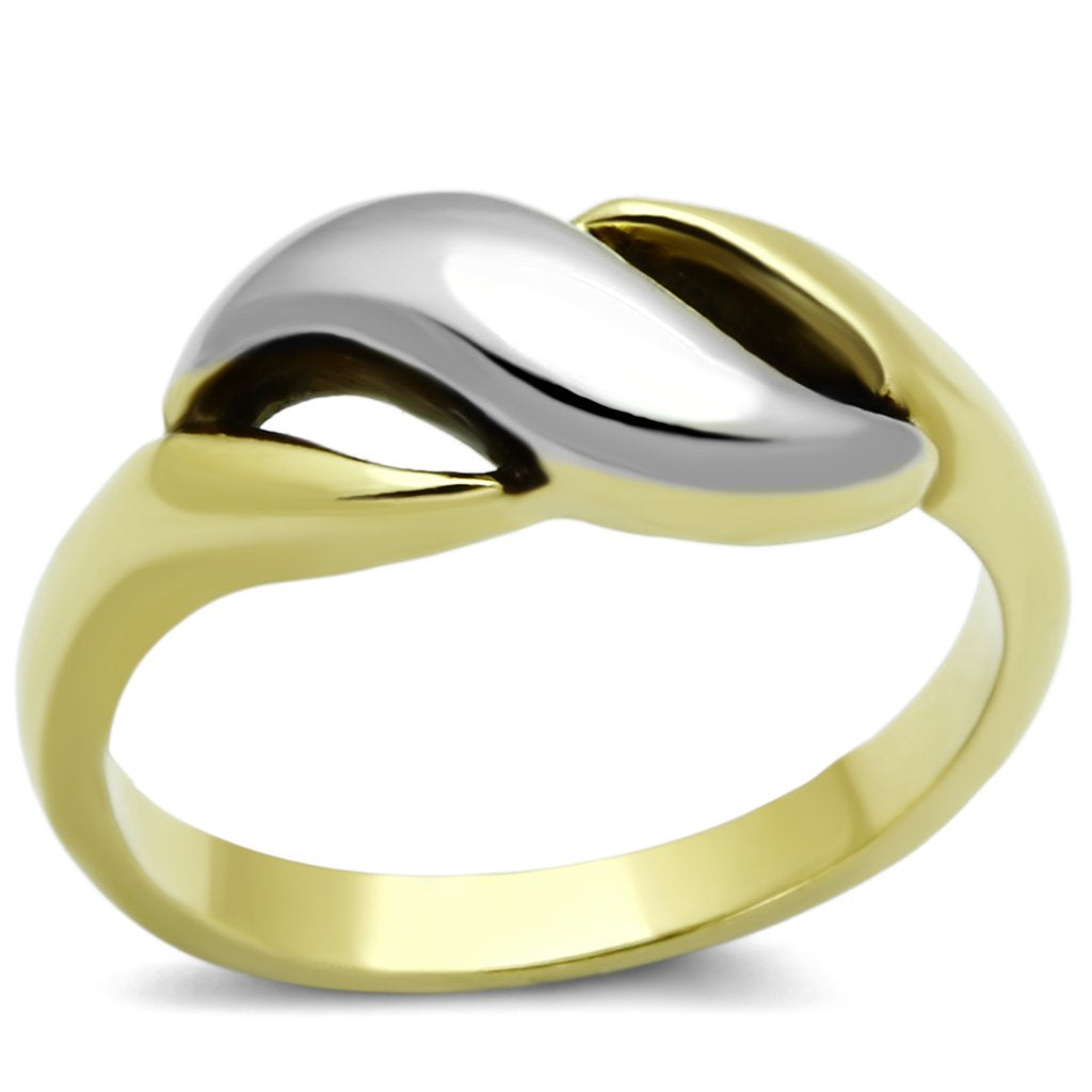 MATK1089 - Two-Tone IP Gold (Ion Plating) Stainless Steel Ring with No Stone