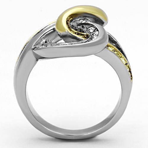 MATK1094 - Two-Tone IP Gold (Ion Plating) Stainless Steel Ring with Top Grade Crystal  in Citrine Yellow