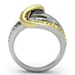 MATK1094 - Two-Tone IP Gold (Ion Plating) Stainless Steel Ring with Top Grade Crystal  in Citrine Yellow