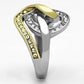 MATK1094 - Two-Tone IP Gold (Ion Plating) Stainless Steel Ring with Top Grade Crystal  in Citrine Yellow