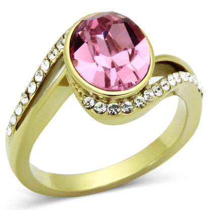 MATK1097 - IP Gold(Ion Plating) Stainless Steel Ring with Top Grade Crystal  in Rose