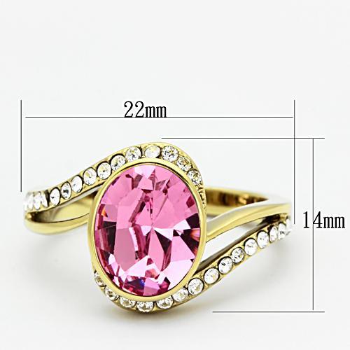 MATK1097 - IP Gold(Ion Plating) Stainless Steel Ring with Top Grade Crystal  in Rose