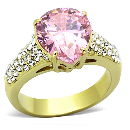 MATK1098 - IP Gold(Ion Plating) Stainless Steel Ring with AAA Grade CZ  in Rose