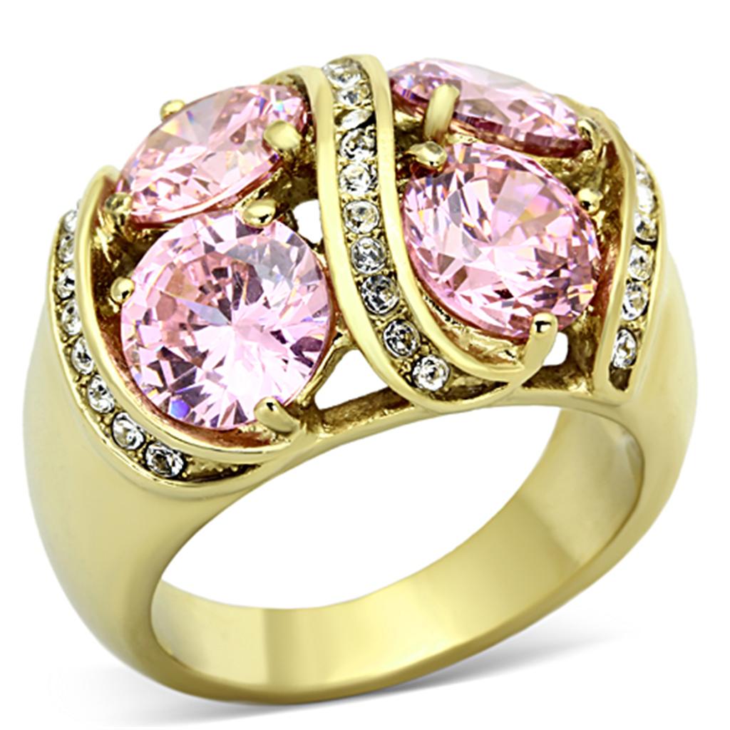 MATK1099 - IP Gold(Ion Plating) Stainless Steel Ring with AAA Grade CZ  in Rose