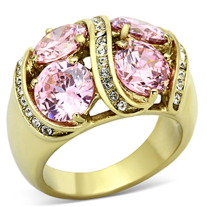 MATK1099 - IP Gold(Ion Plating) Stainless Steel Ring with AAA Grade CZ  in Rose