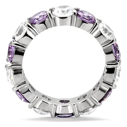 MATK109 - High polished (no plating) Stainless Steel Ring with AAA Grade CZ  in Amethyst