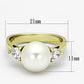 MATK1103 - IP Gold(Ion Plating) Stainless Steel Ring with Synthetic Pearl in White