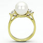 MATK1103 - IP Gold(Ion Plating) Stainless Steel Ring with Synthetic Pearl in White