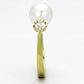MATK1103 - IP Gold(Ion Plating) Stainless Steel Ring with Synthetic Pearl in White