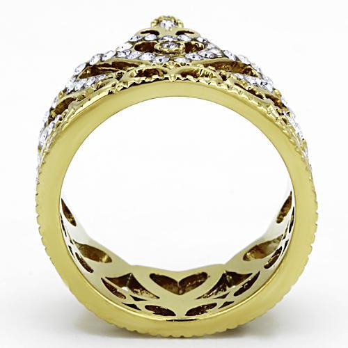 MATK1105 - IP Gold(Ion Plating) Stainless Steel Ring with Top Grade Crystal  in Tanzanite