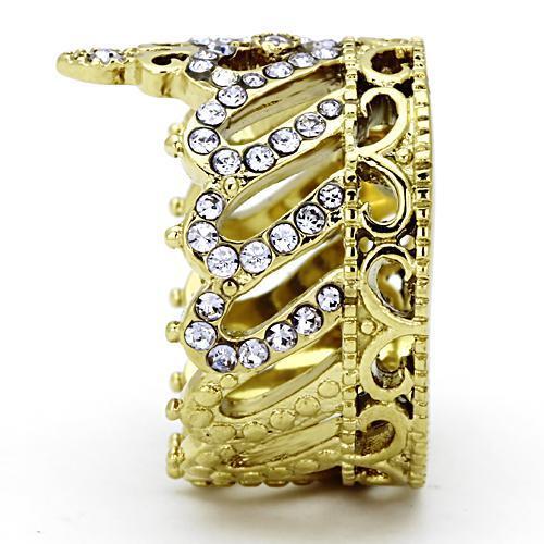 MATK1105 - IP Gold(Ion Plating) Stainless Steel Ring with Top Grade Crystal  in Tanzanite