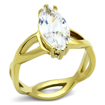 MATK1106 - IP Gold(Ion Plating) Stainless Steel Ring with AAA Grade CZ  in Clear