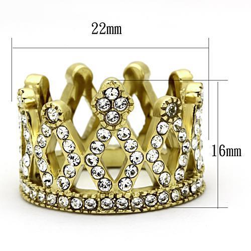 MATK1109 - IP Gold(Ion Plating) Stainless Steel Ring with Top Grade Crystal  in Clear
