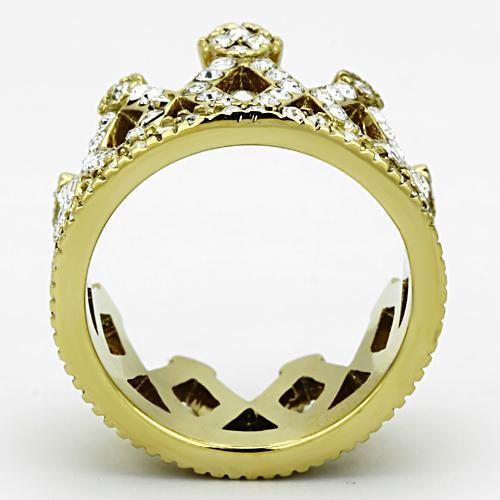 MATK1109 - IP Gold(Ion Plating) Stainless Steel Ring with Top Grade Crystal  in Clear