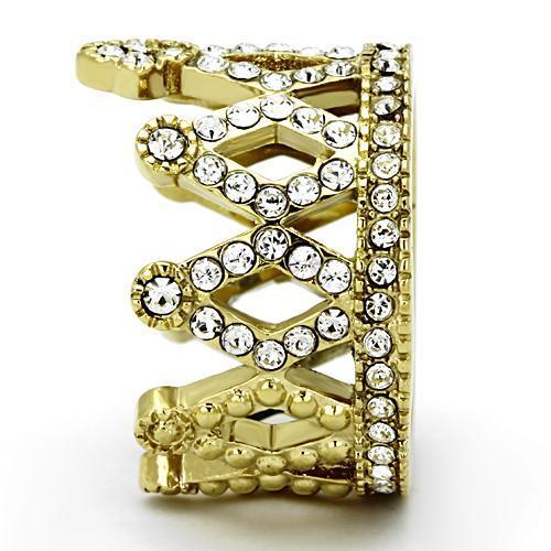 MATK1109 - IP Gold(Ion Plating) Stainless Steel Ring with Top Grade Crystal  in Clear
