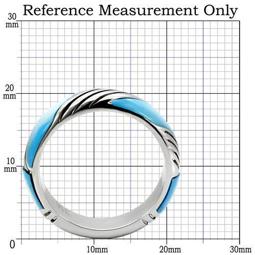 MATK110 - High polished (no plating) Stainless Steel Ring with Precious Stone Conch in Sea Blue