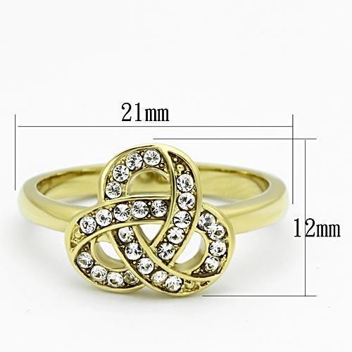 MATK1111 - IP Gold(Ion Plating) Stainless Steel Ring with Top Grade Crystal  in Clear