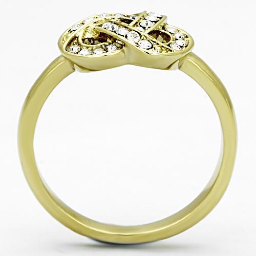 MATK1111 - IP Gold(Ion Plating) Stainless Steel Ring with Top Grade Crystal  in Clear